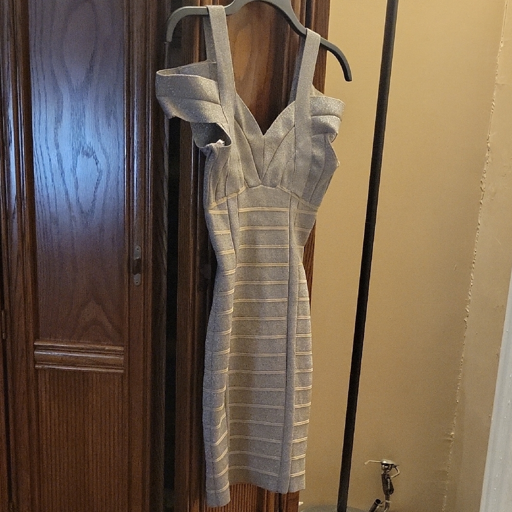 Guess Gray Strappy Mini Dress